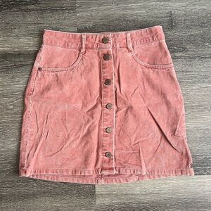 Roxy Button-Down Pink Corduroy Skirt Small